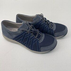 DANSKO Women's Honor Blue Suede Shoes Comfort Mesh Bungee Sneakers